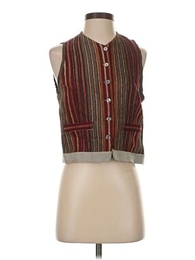 Vintage Le Garage Bergdorf Goodman Striped Multicolor Button Front Vest